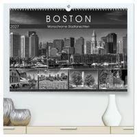 BOSTON Monochrome Stadtansichten (hochwertiger Premium Wandkalender 2027 DIN A2 quer), Kunstdruck in Hochglanz