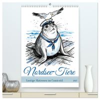 Nordsee-Tiere - Lustige Matrosen im Comicstil (hochwertiger Premium Wandkalender 2027 DIN A2 hoch), Kunstdruck in Hochglanz