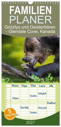 Familienplaner 2027 - Grizzlys und Geisterbären - Glendale Cove, Kanada mit 5 Spalten (Wandkalender, 21 x 45 cm) CALVENDO