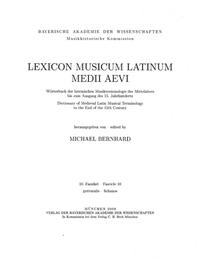 Lexicon Musicum Latinum Medii Aevi 10. Faszikel - Fascicle 10 (gutturalis - lichanos)