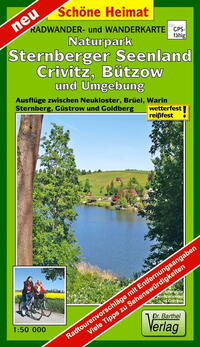 Radwander- und Wanderkarte Naturpark Sternberger Seenland, Crivitz, Bützow und Umgebung