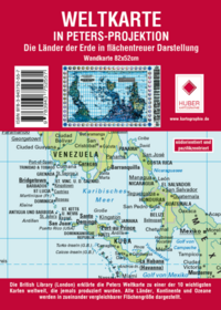 Weltkarte Petersprojektion, Up-side down deutsch (ca. 82,5 x 52,3 cm)