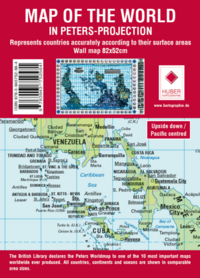 Weltkarte Petersprojektion, Up-side down englisch (ca. 82,5 x 52,3 cm)