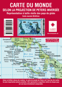 Weltkarte Petersprojektion, südorientiert und pazifikzentriert, französisch (130 x 82 cm)