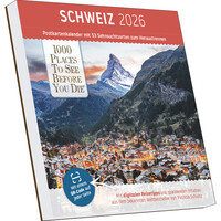 1000 Places to See Before You Die – Schweiz Postkartenkalender 2026 | Tischkalender zum Aufstellen 17,5 × 17,5 cm | 53 Wochenmotive & Postkartenfunktion