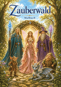 Zauberwald Fantasy Malbuch für Erwachsene und Jugendliche mit 100 magischen Ausmalmotiven