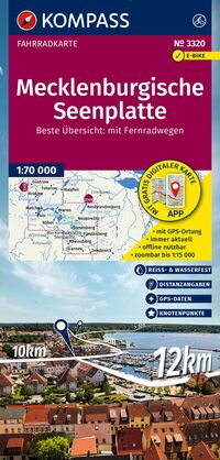 KOMPASS Fahrradkarte 3320 Mecklenburgische Seenplatte mit Knotenpunkten 1:70.000